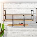 Ver imagem 4 de Estante Industrial Suspensa Parede Ferro e Madeira Casa