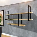 Ver imagem 1 de Estante Industrial Suspensa Parede Ferro e Madeira Casa