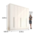 Ver imagem 3 de Guarda Roupa Casal 100% MDF 6 Portas 4 Gavetas 219cm Uberaba Branco - Valverde