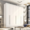 Ver imagem 1 de Guarda Roupa Casal 100% MDF 6 Portas 4 Gavetas 219cm Uberaba Branco - Valverde