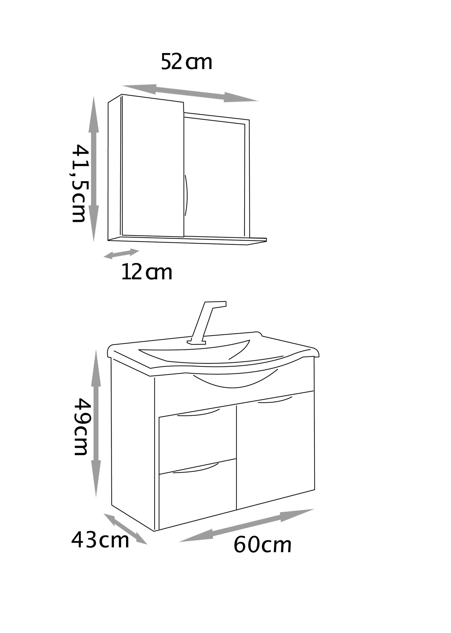 Conjunto para Banheiro New Crystal Suspenso 60cm - Fabribam Gabinetes - 5