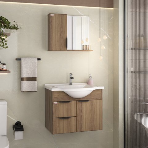 Conjunto para Banheiro New Crystal Suspenso 60cm - Fabribam Gabinetes