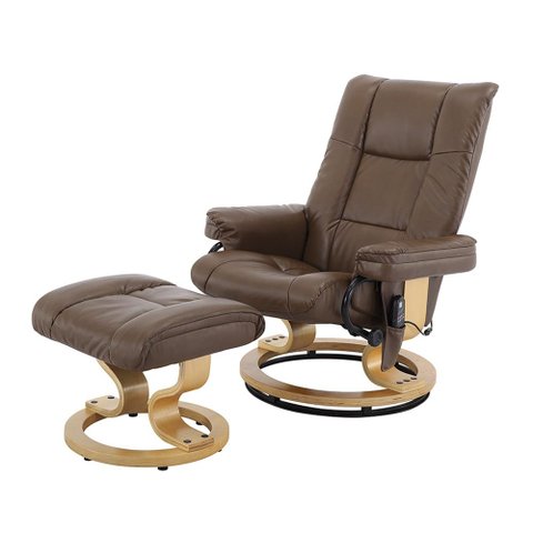 Poltrona de Massagem Minnesota Rivatti com Apóio para Pés Revestimento Marrom Vintage