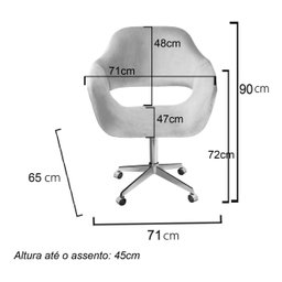 Cadeira Para Escritório E Home Office Zara Base Giratória - Suede Bege - 4