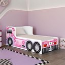 Ver imagem 1 de Cama Caminhão Solteiro Infantil Juvenil com Cabeceira Peseira Estampadas para Quarto Menino - Rosa