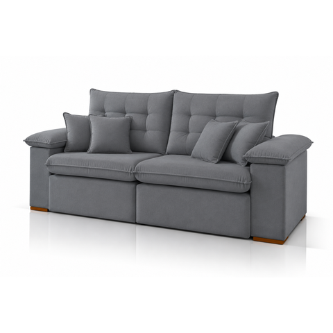 Sofá Retrátil e Reclinável Sorento - Conforto Soft D28 com 20cm de Espuma:Veludo Cinza/1,90