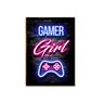 Placa Mdf Gamer Girl Rosa Led Setup Parede Moderna A4 - 1
