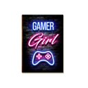 Ver imagem 1 de Placa Mdf Gamer Girl Rosa Led Setup Parede Moderna A4