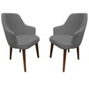 Ver imagem 1 de Kit 2 Poltronas Lorem Suede Cinza Pés Chanfrado Tabaco C05 - D'Rossi Poltrona Decorativa;poltrona Pa