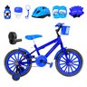 Bicicleta Infantil Masculina Aro 16 Nylon + Kit Premium - Azul - 1