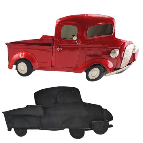 Quadro Enfeite Retro 3D Pick Up Metal Espelhado Carro Decoraçao Prateleira Estante Quarto Sala