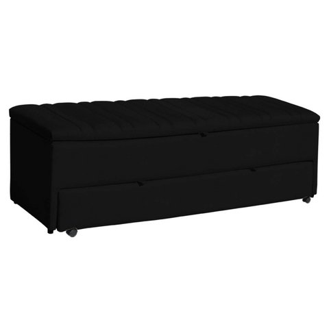 Calçadeira Baú Sapateira 160cm Ayla Suede Tampo Reto