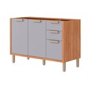 Ver imagem 1 de Gabinete de Cozinha Modulado Balcão S/ Tampo Eloise C/ 2 Portas e 3 Gavetas 120cm Cinamomo/platina