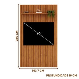 Painel Ripado Para Sala Tv Até 60 Polegadas Freijó Rosin Shop Jm - 4