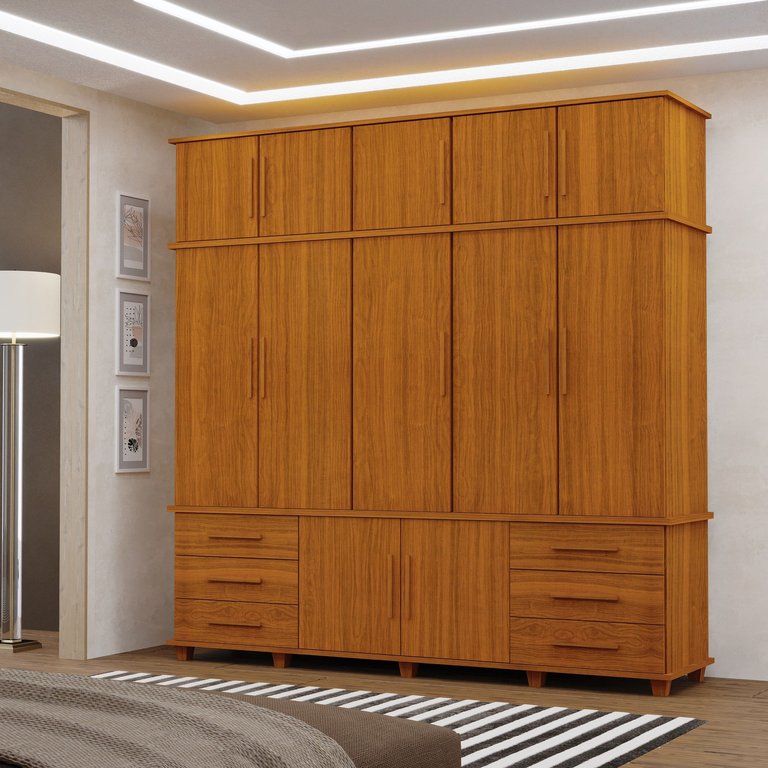 Guarda Roupas Londres 100% Mdf C/ 12 Portas 6 Gavetas Pés Madeira - Luapa - Freijó Guarda Roupas Londres 100% Mdf C/ 12 Portas 6 Gavetas Pés Madeira - Luapa - Freijó