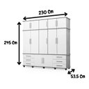 Ver imagem 4 de Guarda Roupas Londres 100% Mdf C/ 12 Portas 6 Gavetas Pés Madeira - Luapa - Freijó