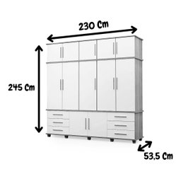 Guarda Roupas Londres 100% Mdf C/ 12 Portas 6 Gavetas Pés Madeira - Luapa - Freijó - 4