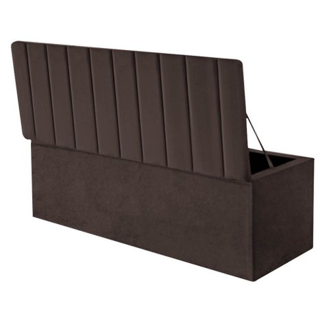 Calçadeira Baú Recamier Estofada Cama de Casal 140cm Carla Suede Marrom- Mabe Magazine