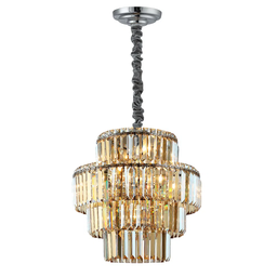 Pendente Hera Cromado e Conhaque (d)48cm (a)49cm 10xe14 400w - Aq030c - 1