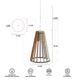 Pendente Luminária Koni Madeira Mdf Desmontada 3 Unidades:branco - 8