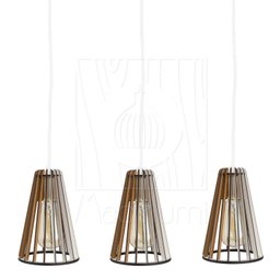 Pendente Luminária Koni Madeira Mdf Desmontada 3 Unidades:branco - 4