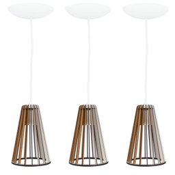 Pendente Luminária Koni Madeira Mdf Desmontada 3 Unidades:branco - 1