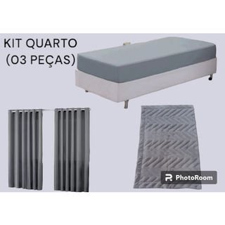 Kit Quarto Cortina Roma 200x140 +lençol Solteiro Avulso Elastico+1 Porta Travesseiro Matelado com de