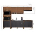 Ver imagem 4 de Cozinha Modulada Torre Quente Aéreo 2 Portas Ripado 5 Peças Florença Marrom/Chumbo/Freijó