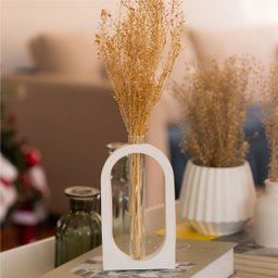 Vaso Decorativo Solitário Janela 16,5cm Artesanal em Cimento - Branco - 2