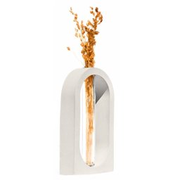 Vaso Decorativo Solitário Janela 16,5cm Artesanal em Cimento - Branco - 1