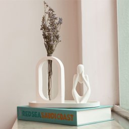 Vaso Decorativo Solitário Janela 16,5cm Artesanal em Cimento - Branco - 5