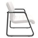 Ver imagem 2 de Cadeira de Escritório Recepção com Braço Fixa Preta Lev P03 Vinil Branco - Lyam Decor