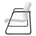 Ver imagem 5 de Cadeira de Escritório Recepção com Braço Fixa Preta Lev P03 Vinil Branco - Lyam Decor