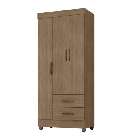 Guarda-roupa Sevilha Carvalho Oak 3 Portas 2 Gavetas 76cm Solteiro Mdp
