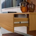 Ver imagem 3 de Painel Suspenso Tv até 65 Polegadas Cinza Perolizado e Marrom Leslie Jm Móveis