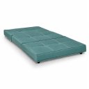 Ver imagem 2 de Puff Dobravel Cama Solteiro 90 com Rodinhas: Suede Verde Petróleo