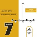 Ver imagem 3 de Pendente Lustre de Teto Jabuticaba Alumínio Preto com 5 Metros Fio com 7 Vidros Globos Fume