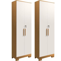 Kit 2 Armário Multiúso 2 Portas com Chave Lavanderia Cozinha Escritório 100% Mdf Faura Móveis - 1
