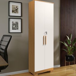 Kit 2 Armário Multiúso 2 Portas com Chave Lavanderia Cozinha Escritório 100% Mdf Faura Móveis - 2