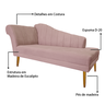 Recamier Divã Pés Palito para Sala Cecilia 1.60cm Veludo Rosa Nude - Incasa Decor - 7