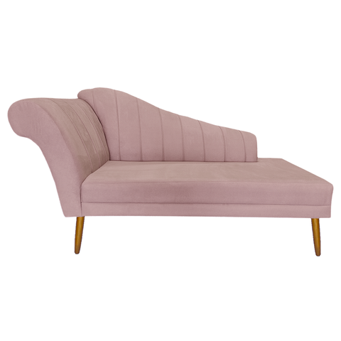 Recamier Divã Pés Palito para Sala Cecilia 1.60cm Veludo Rosa Nude - Incasa Decor