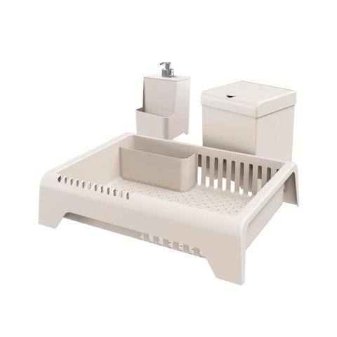 Conjunto Escorredor Lixeira e Dispenser para Cozinha - Stolf