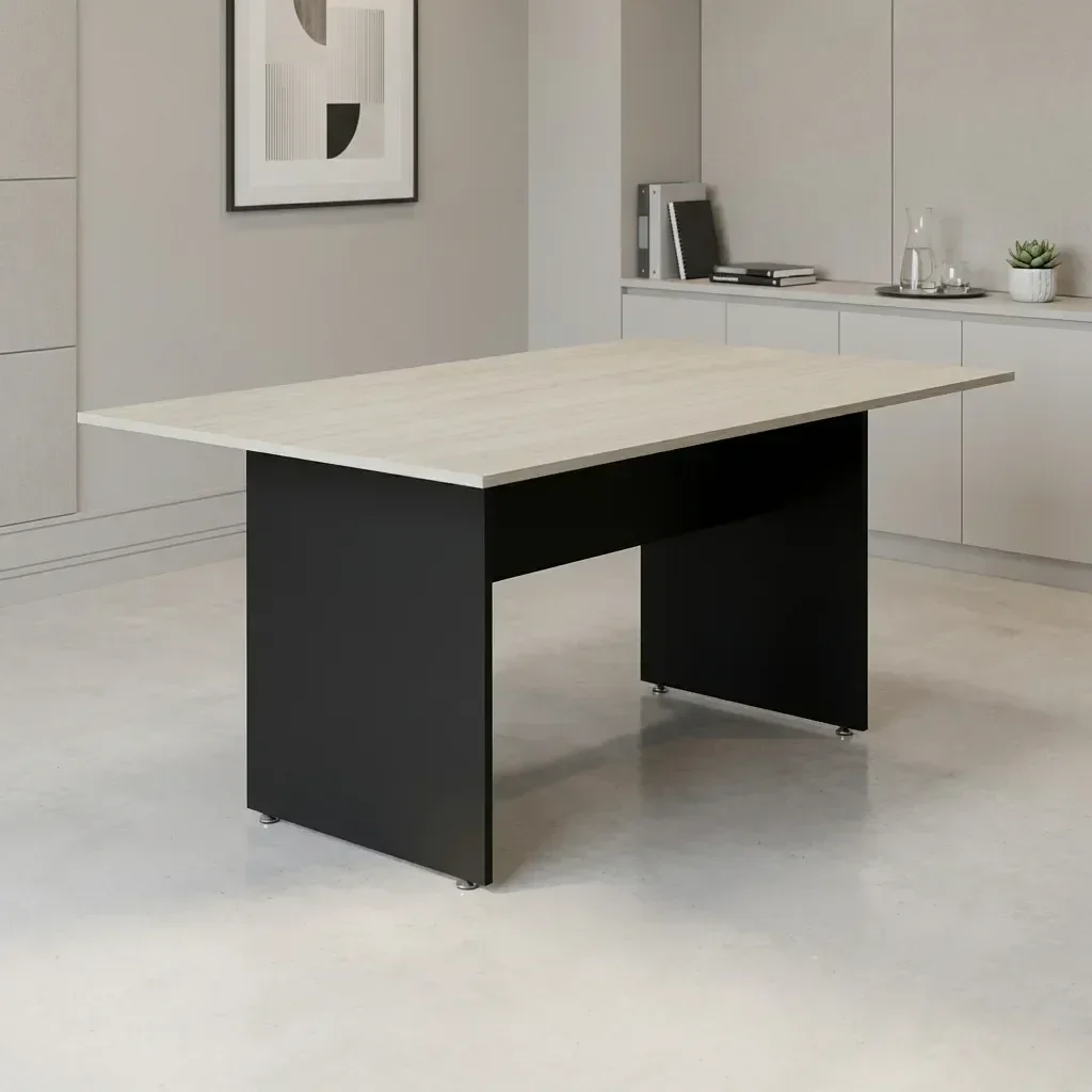 Mesa de Escritório para Reunião 6 Lugares 180x90cm Studio Legno Crema/Preto Bege