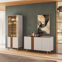 Ver imagem 1 de Conjunto Sala de Jantar Capri - Buffet 3 Portas + Cristaleira 2 Portas de Vidro - Colibri Decor