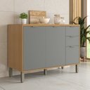 Ver imagem 1 de Balcão com Tampo 3 Portas 2 Gavetas 120cm MDF Verde/Freijó/Moss