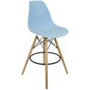 Ver imagem 2 de Kit 3 Banquetas Charles Eames Eiffel Wood Design Base Fixa Madeira - Azul