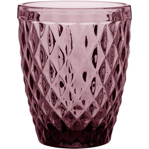 Copo Água 10x8x8cm 270ml Vidro Rosa 6pç