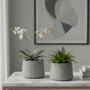 Ver imagem 2 de Kit 2 Vasos de Flor Decorativos Tramontina Lótus 600ml Pedra Pequenos Acabamento Granito
