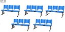 Ver imagem 1 de Kit com 5 Cadeiras Longarina Plástica 03 Lugares Cor Azul Mastcmol