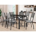 Ver imagem 1 de Conjunto Mesa de Jantar Tubular com 6 Cadeiras Malva Tampo Vidro 140cm 258 Sf Preto/grafiato Cinza -